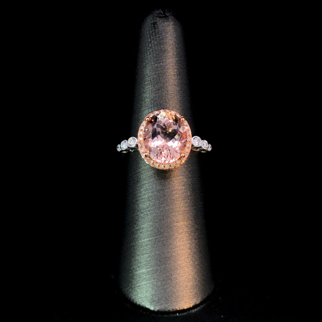 163090 - 3.47 ctw morganite and diamond ring