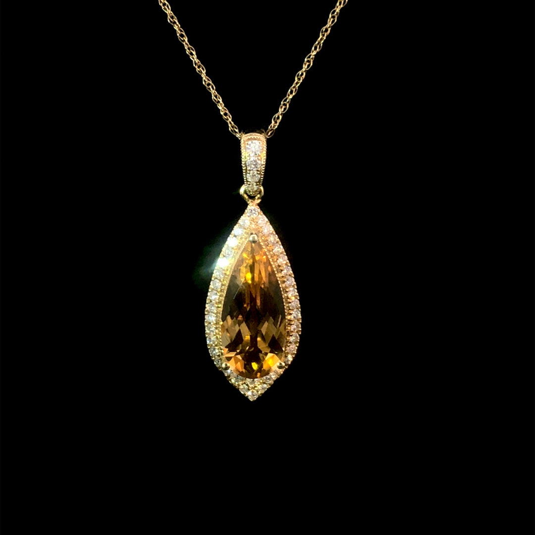 158246 - 2.25 ctw citrine and diamond pendant
