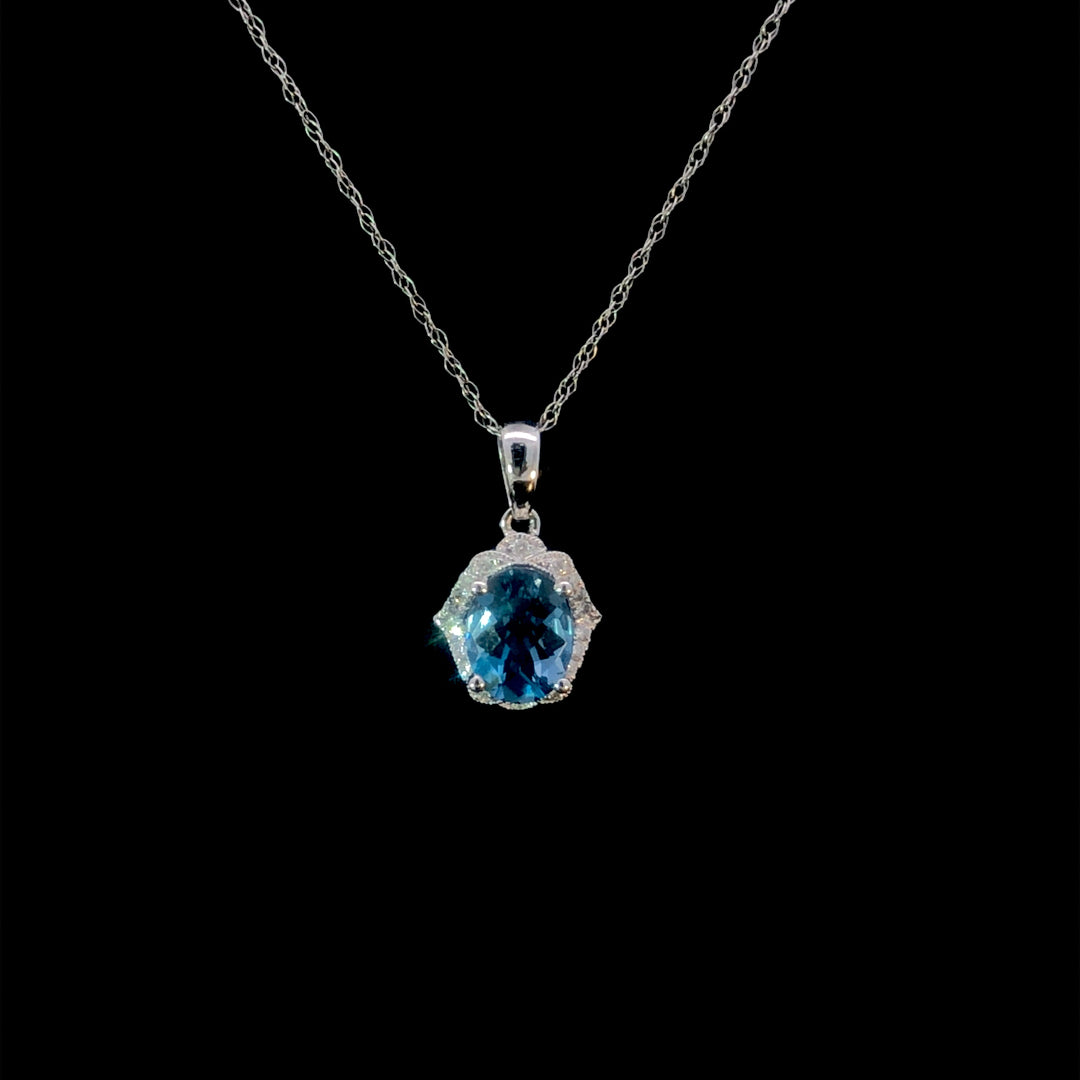 157718 - 1.59 ctw blue topaz and diamond pendant