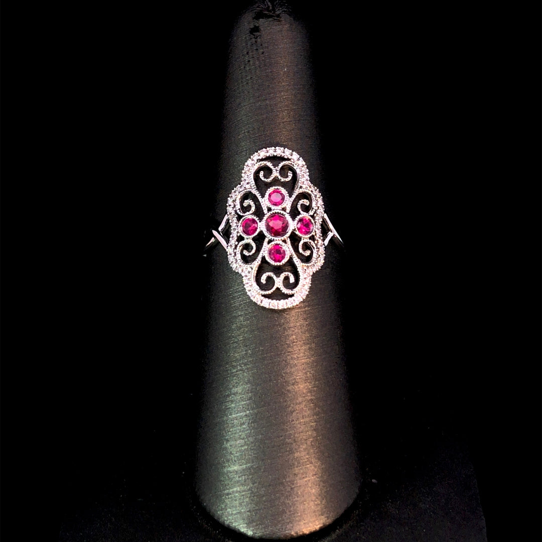 163844 - .47 ctw ruby and diamond semi mount