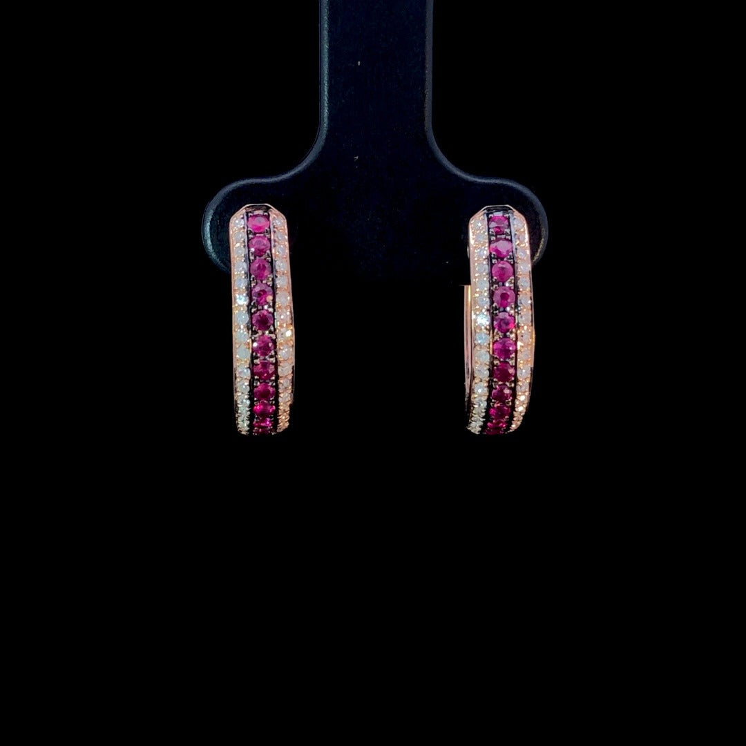 163123 - 1.16 ctw ruby and diamond earrings