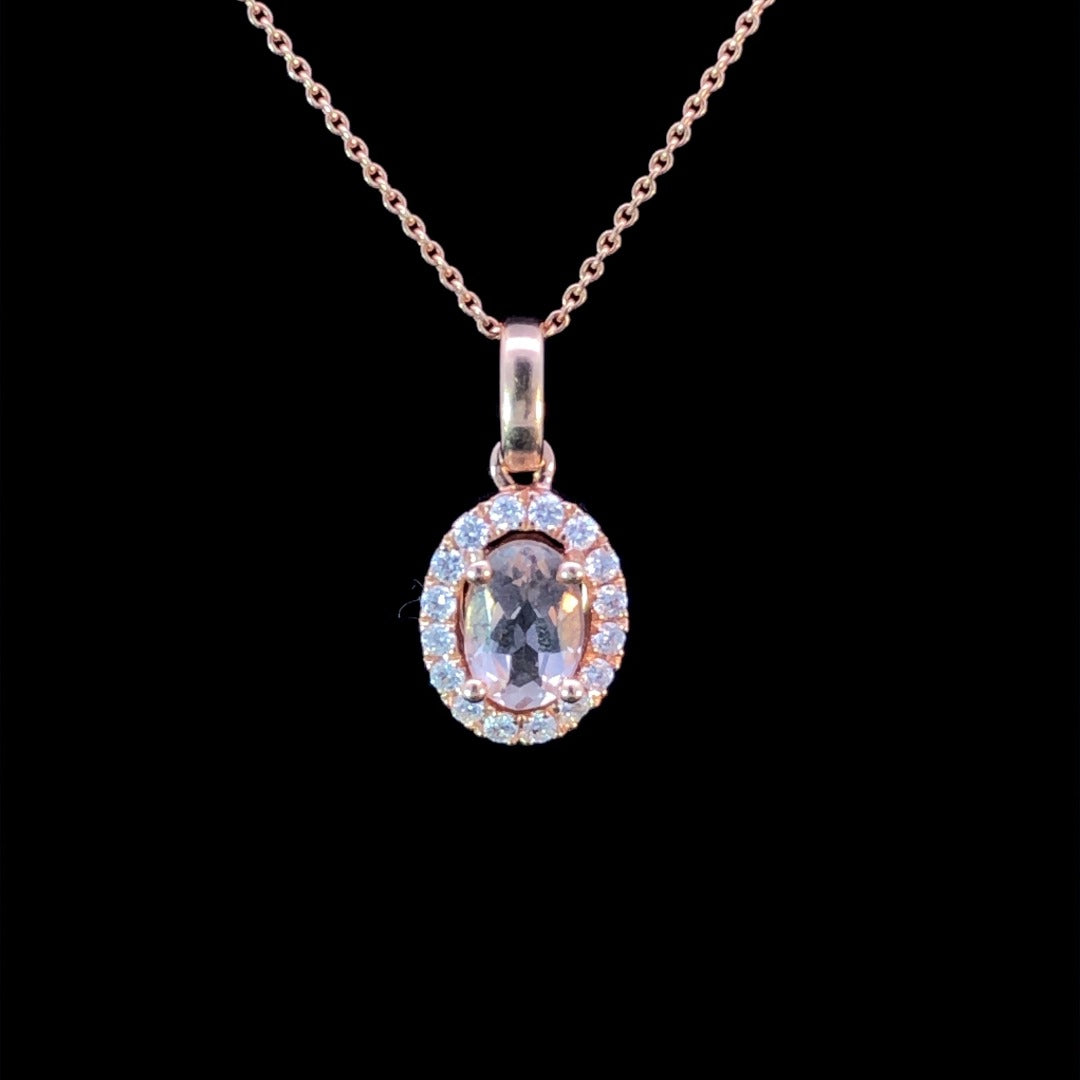 153034 - .53 ctw morganite and diamond pendant