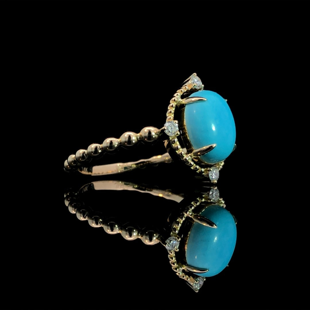 163302 - 1.79 ctw turquoise and diamond ring