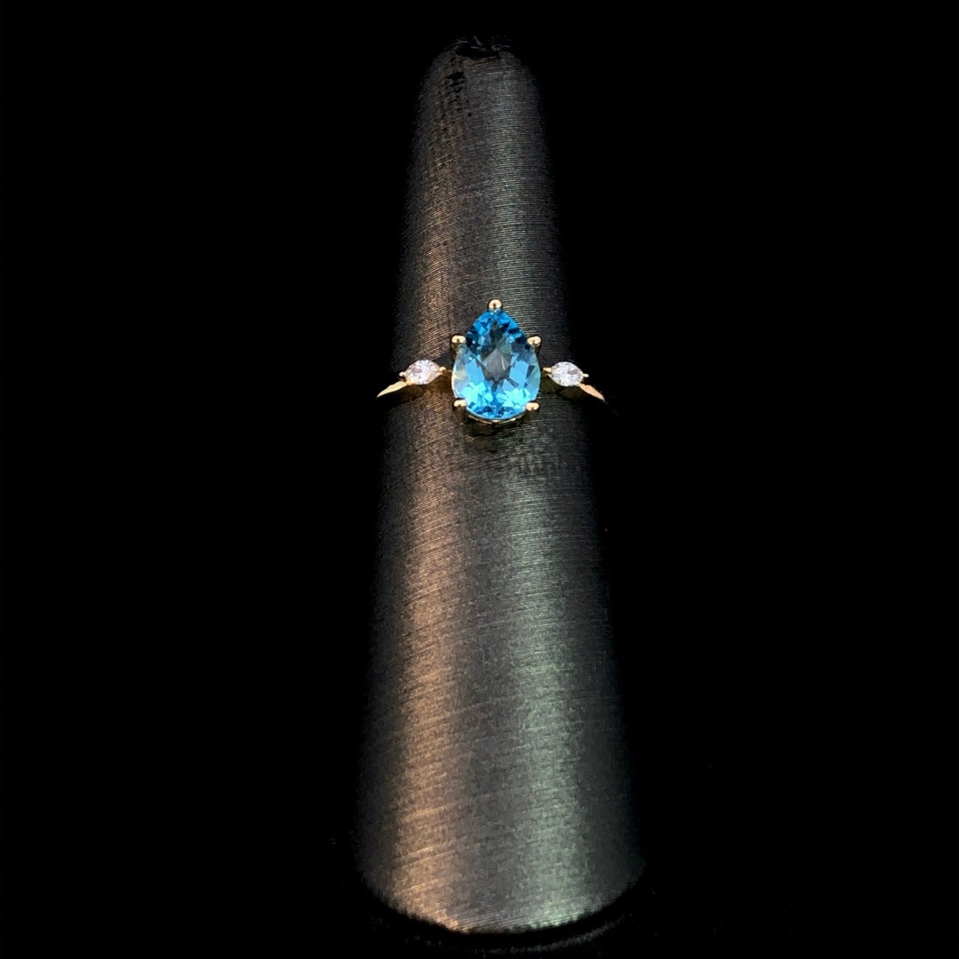 163342 - 1.51 ctw blue topaz and diamond ring