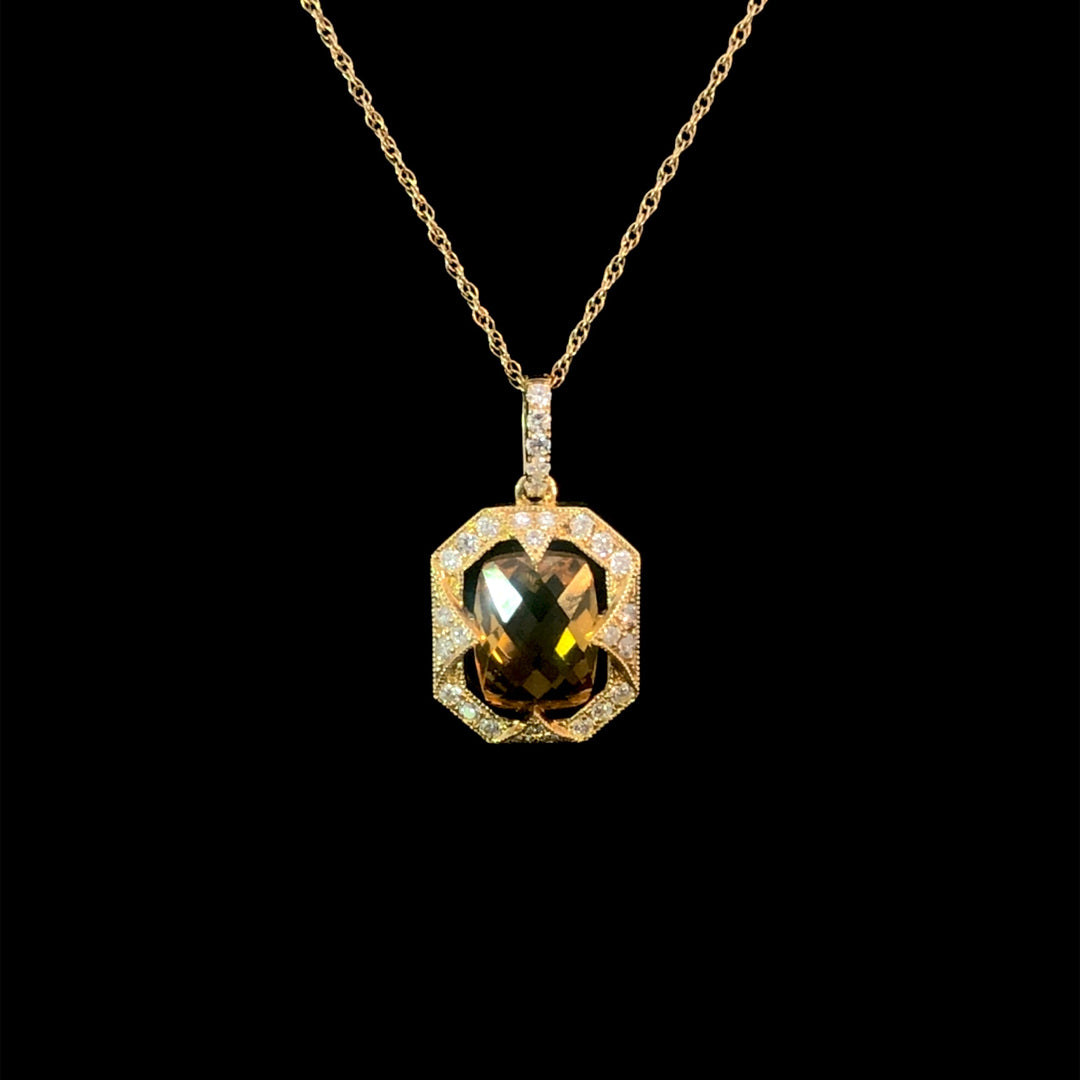 158241 - 1.47 ctw citrine and diamond pendant