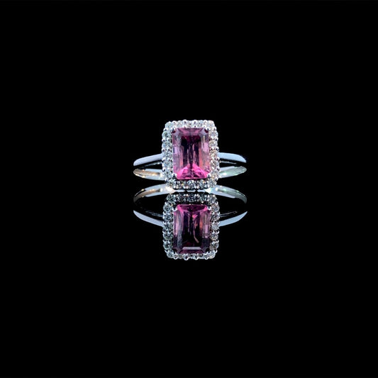 164140 - 1.15 ctw pink tourmaline and diamond ring