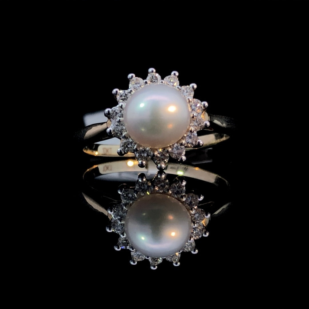 158770 - .25 ctw diamond and pearl ring