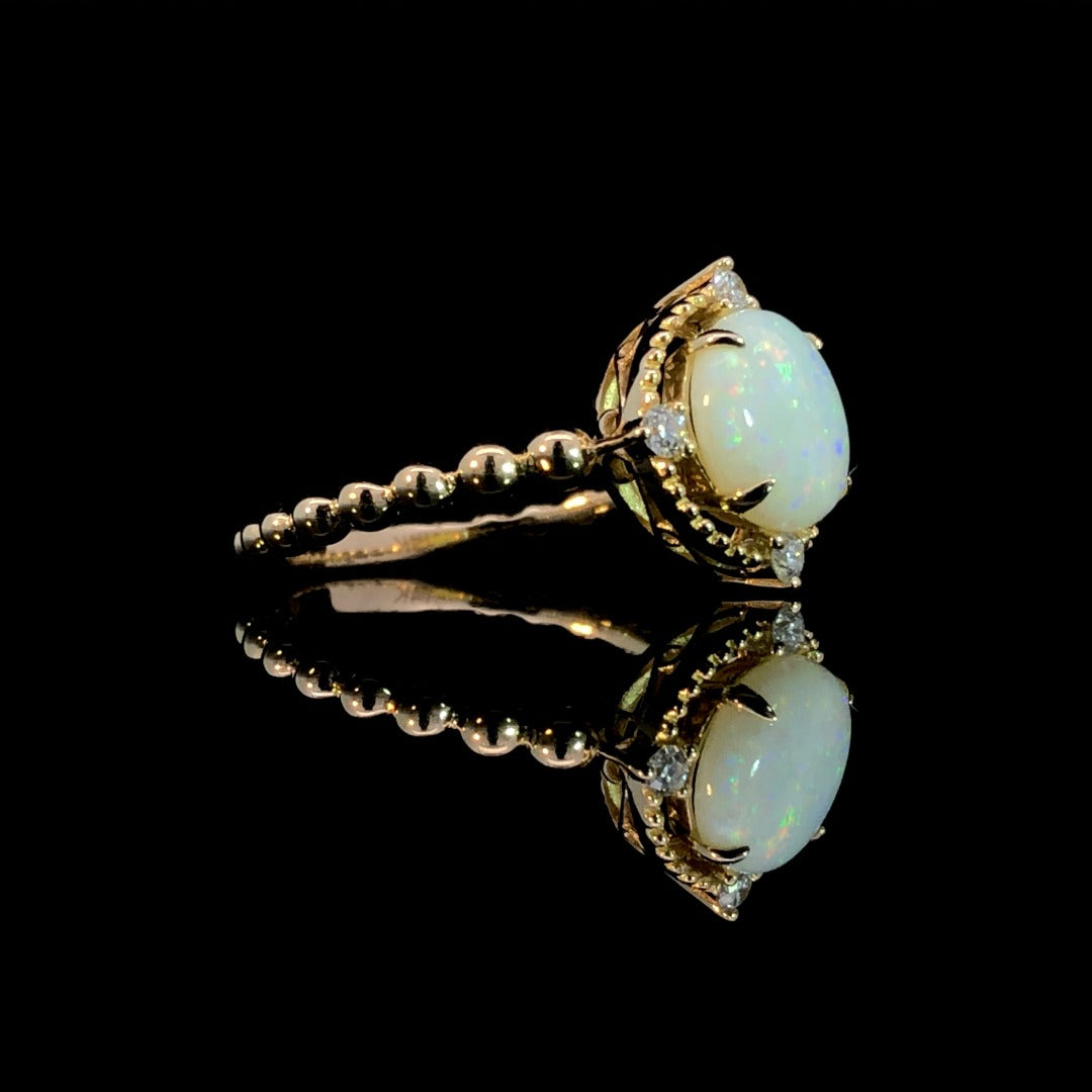 163323 - 1.14 ctw diamond and opal ring