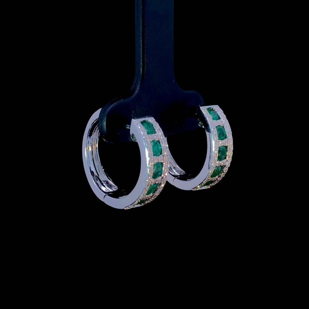 163120 - .84 ctw emerald and diamond earrings