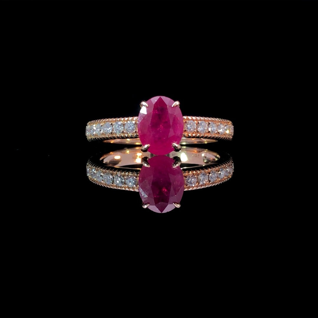 163128 - 1.72 ctw ruby and diamond ring