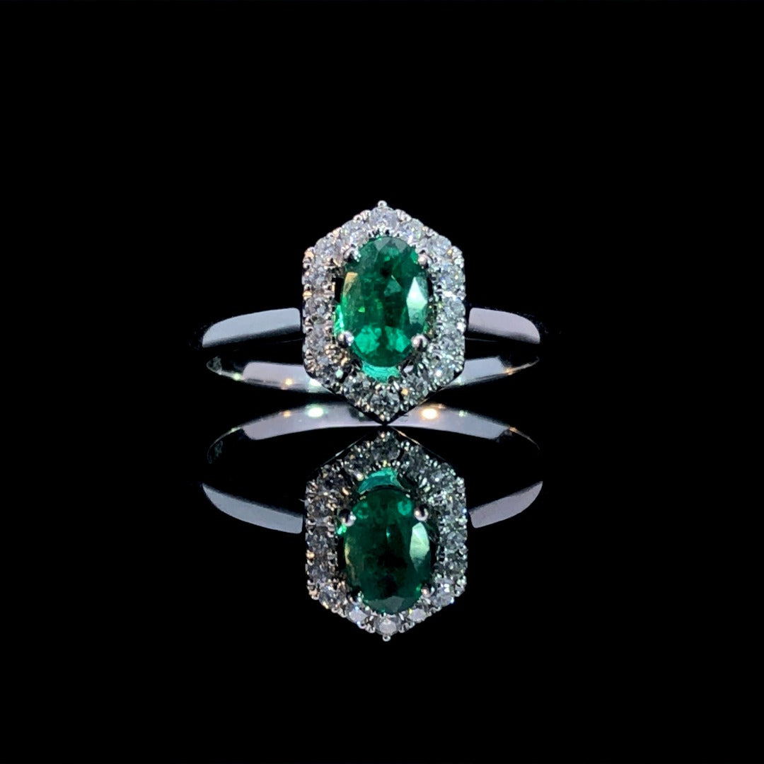 163234 - .58 ctw emerald and diamond ring