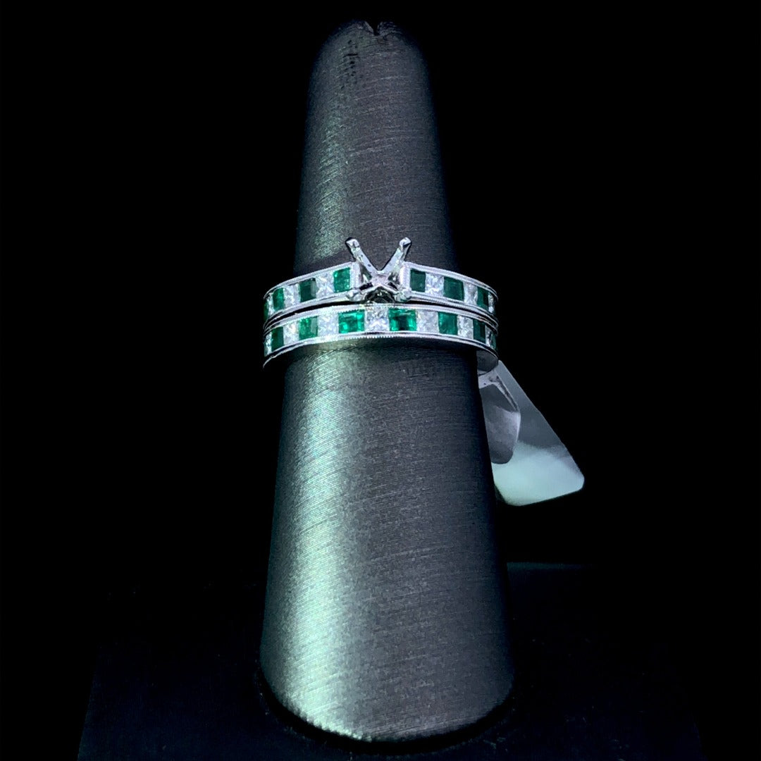 1.02 ctw emerald and diamond semi mount