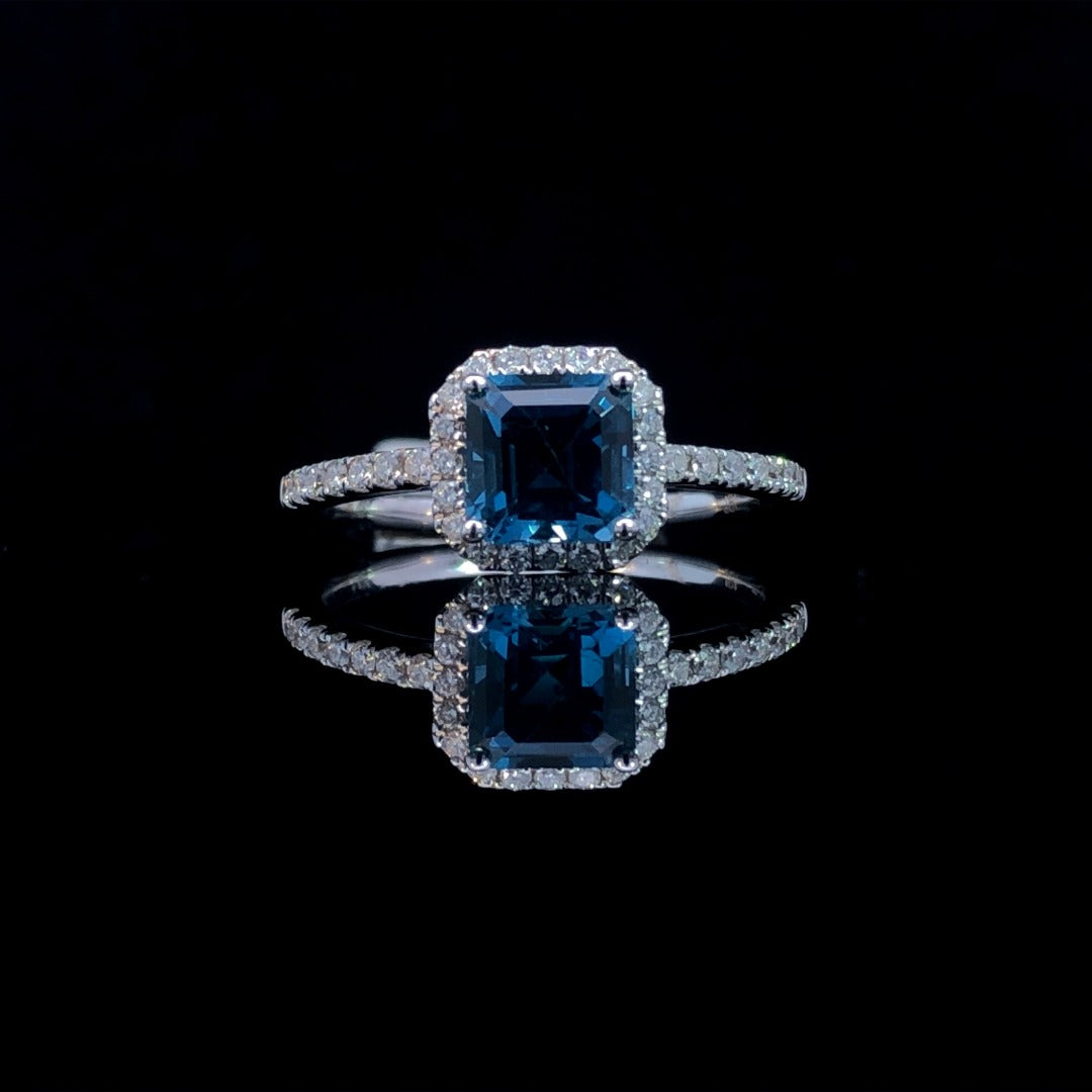163347 - 1.69 ctw blue topaz and diamond ring