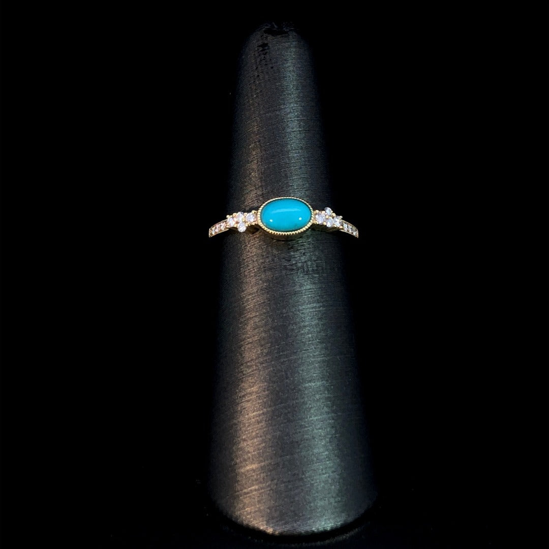 163304 - .44 ctw turquoise and diamond ring