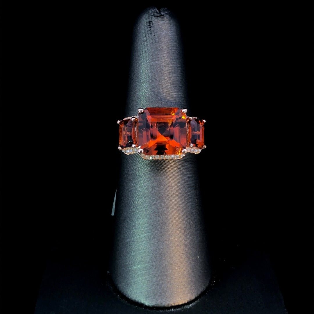 163092 - 6.08 ctw diamond and citrine ring