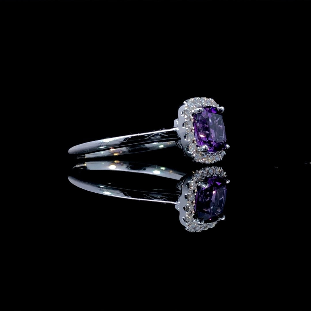 163632 - .96 ctw amethyst and diamond ring