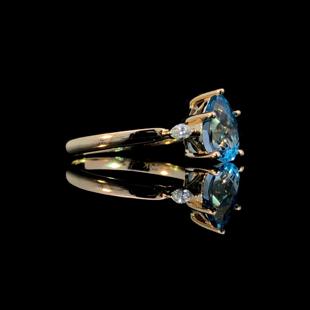 163342 - 1.51 ctw blue topaz and diamond ring