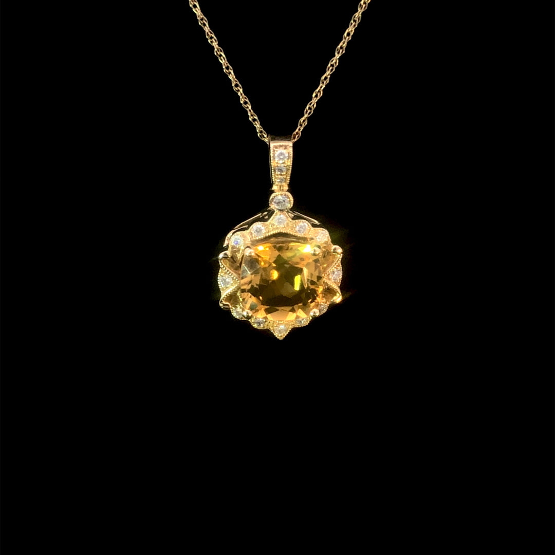 158243 - 2.27 ctw citrine and diamond pendant