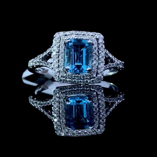 147116 - .27 ctw diamond and blue topaz ring