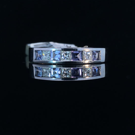 129547 - .69 ctw diamond and tanzanite ring
