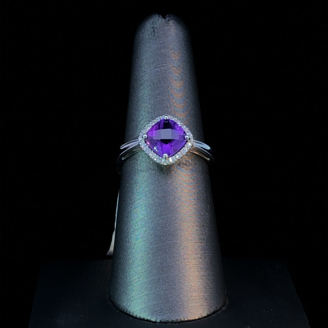 159446 - .08 ctw diamond and amethyst ring