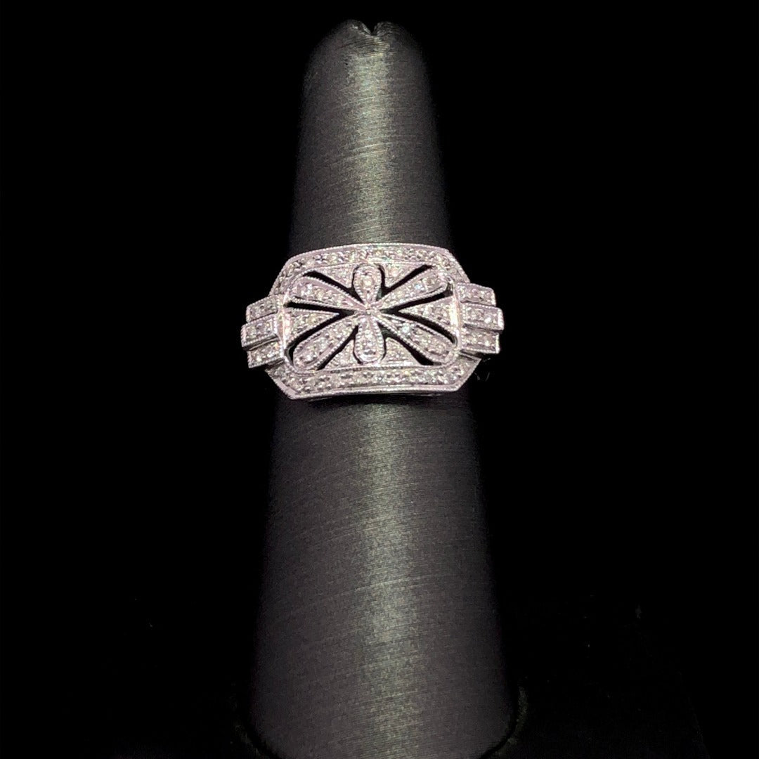 143758 - .28 ctw diamond filigree ring
