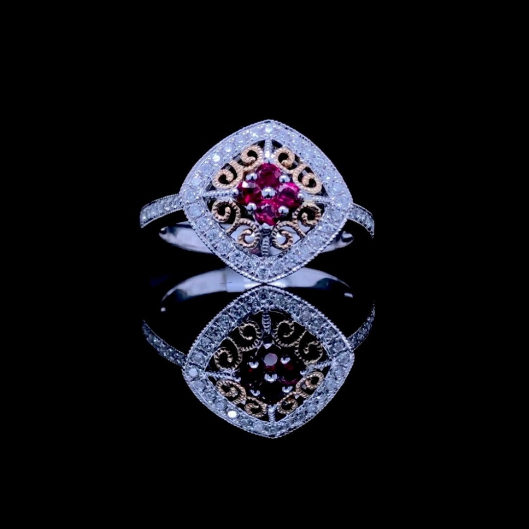 160100- .44 ctw ruby and diamond ring