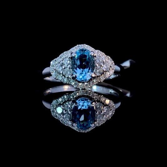 148168 - .46 ctw diamond and blue topaz ring