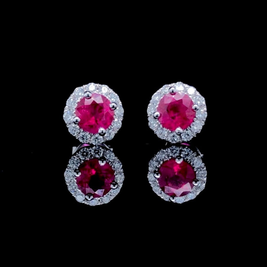 154133 - .85 ctw ruby and diamond earrings