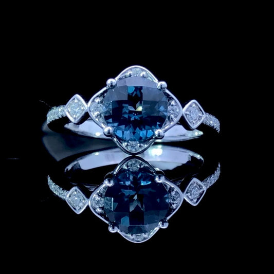 160102 - 1.77 ctw blue topaz and diamond ring