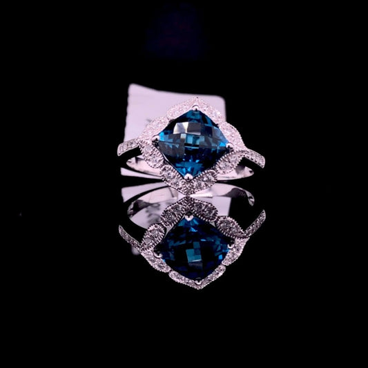 160104 - 2.26 ctw blue topaz and diamond ring