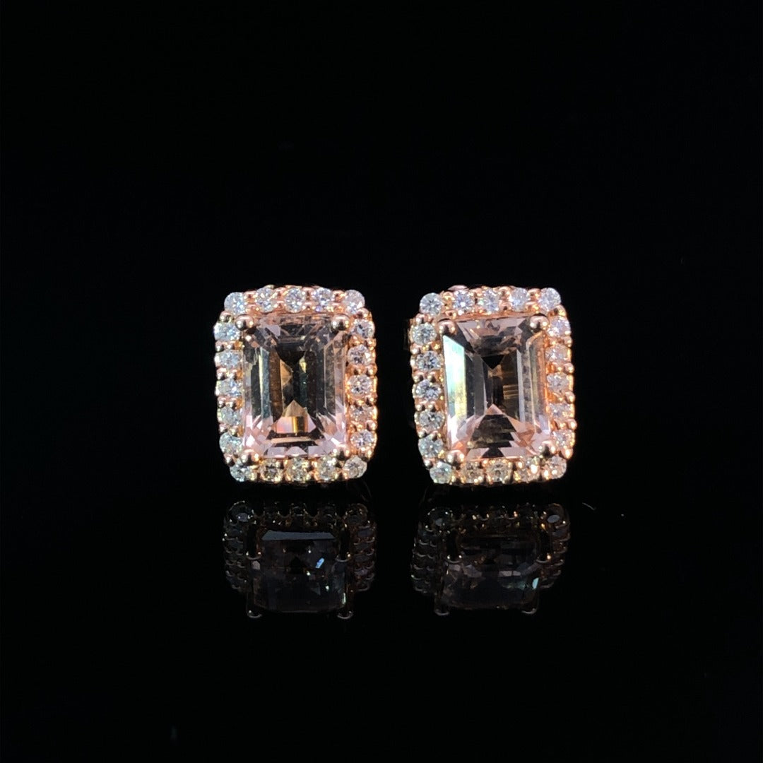 153368 - 2.20 ctw morganite and diamond earrings