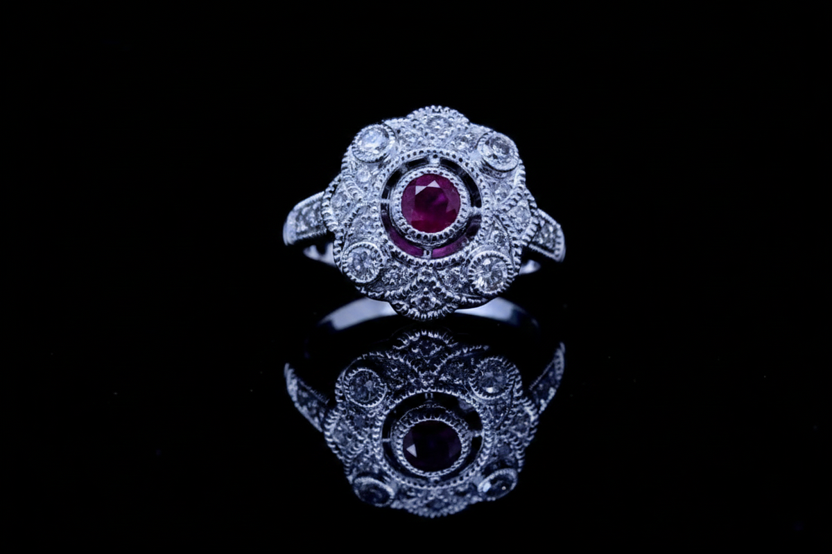 159940 - .95 ctw ruby and diamond ring