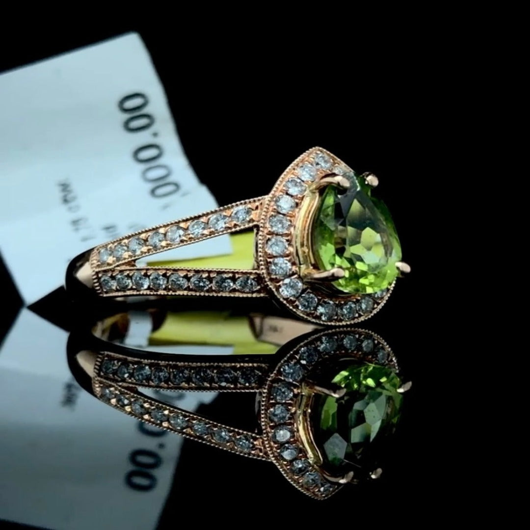 145836 - 1.75 ctw peridot and diamond ring