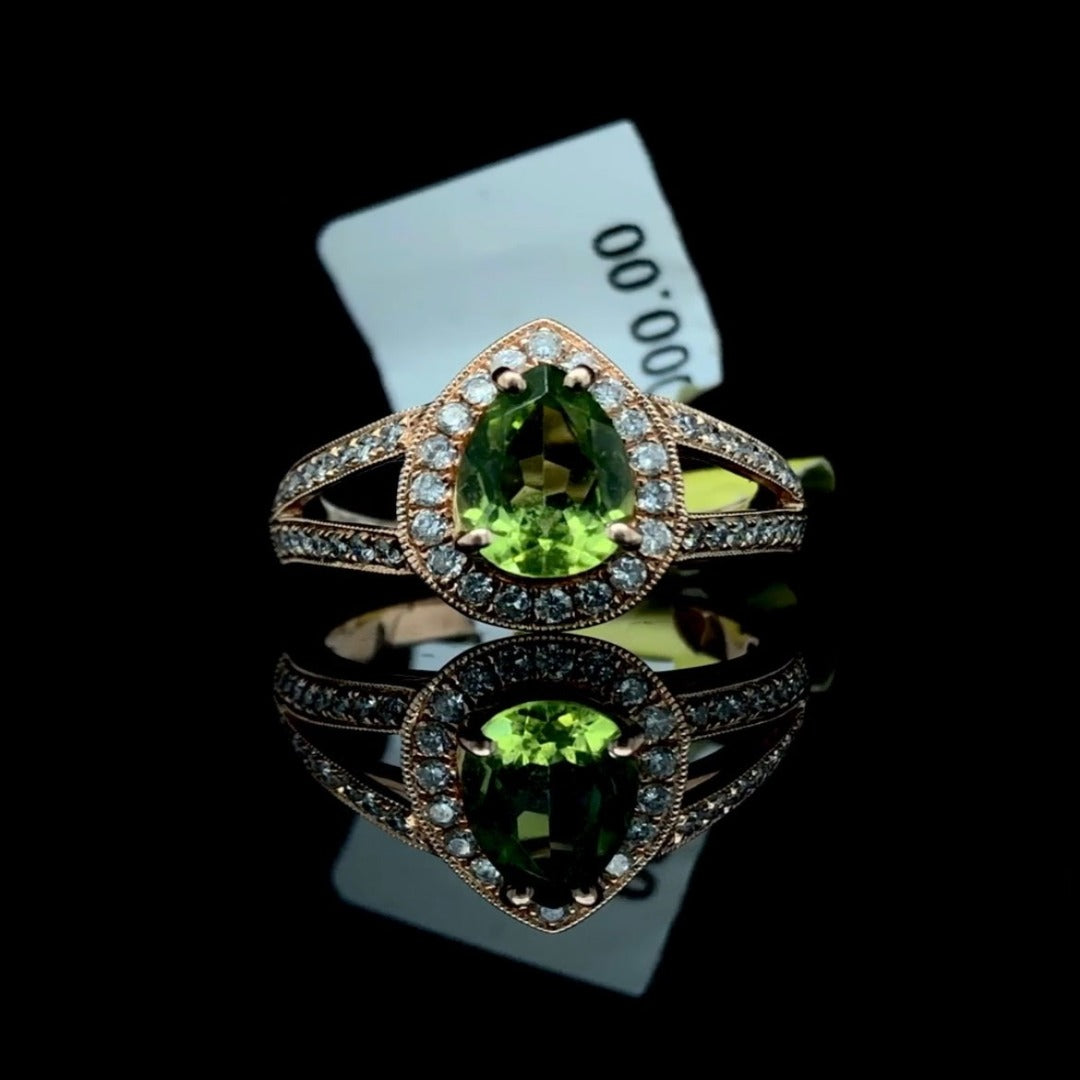145836 - 1.75 ctw peridot and diamond ring