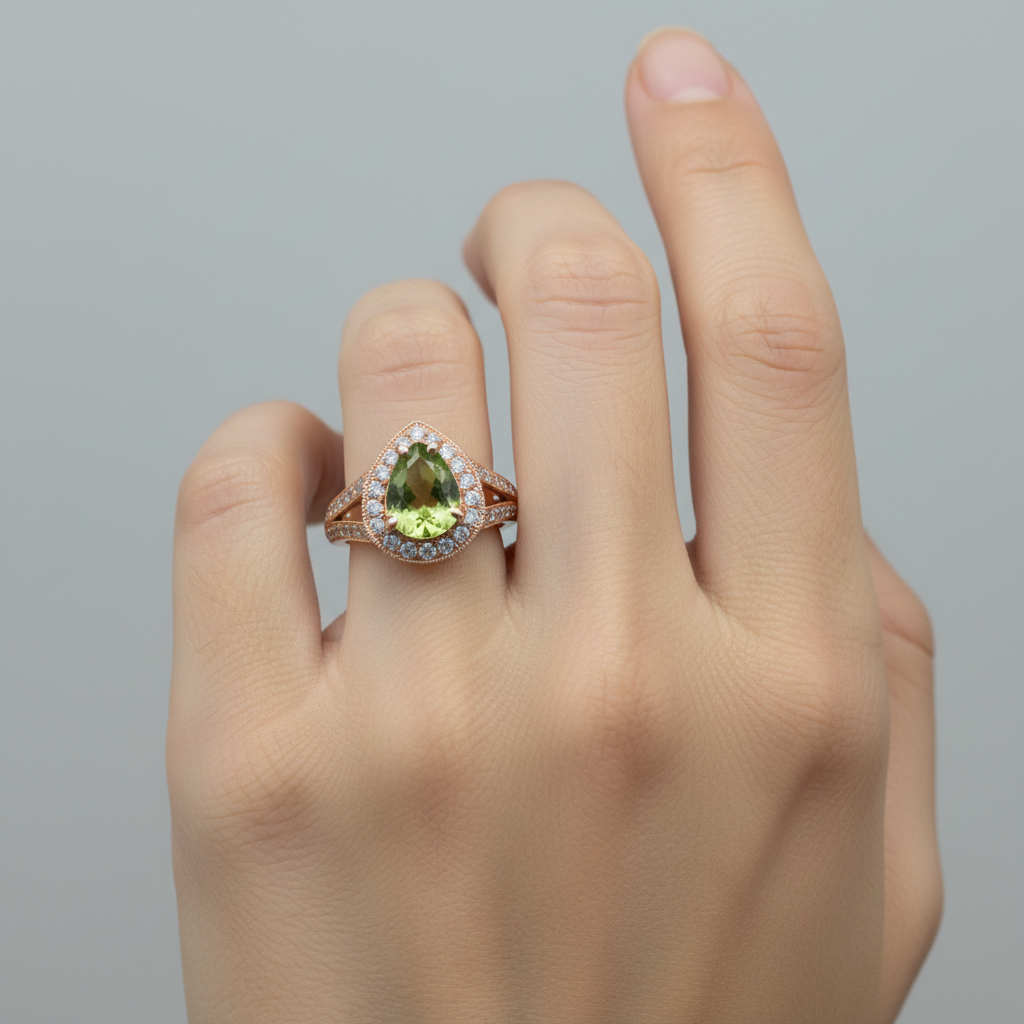 145836 - 1.75 ctw peridot and diamond ring