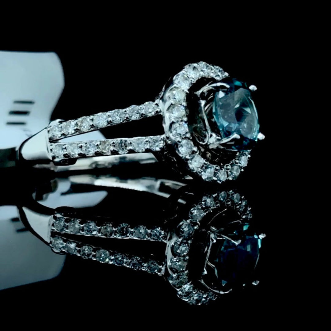 157496 - 1.53 ctw teal topaz and diamond ring