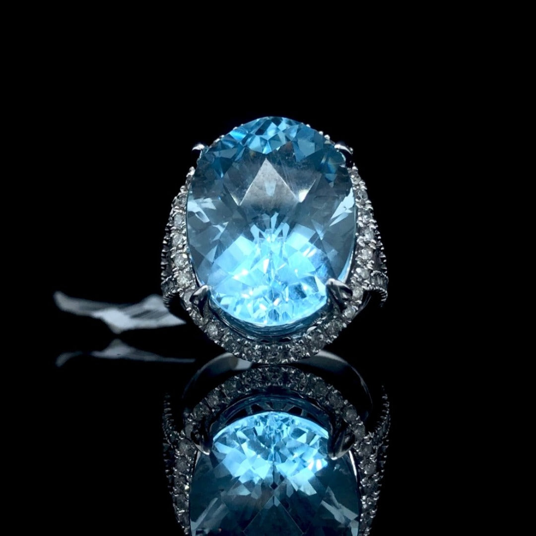 156615 - 21.90 ctw blue topaz and diamond ring