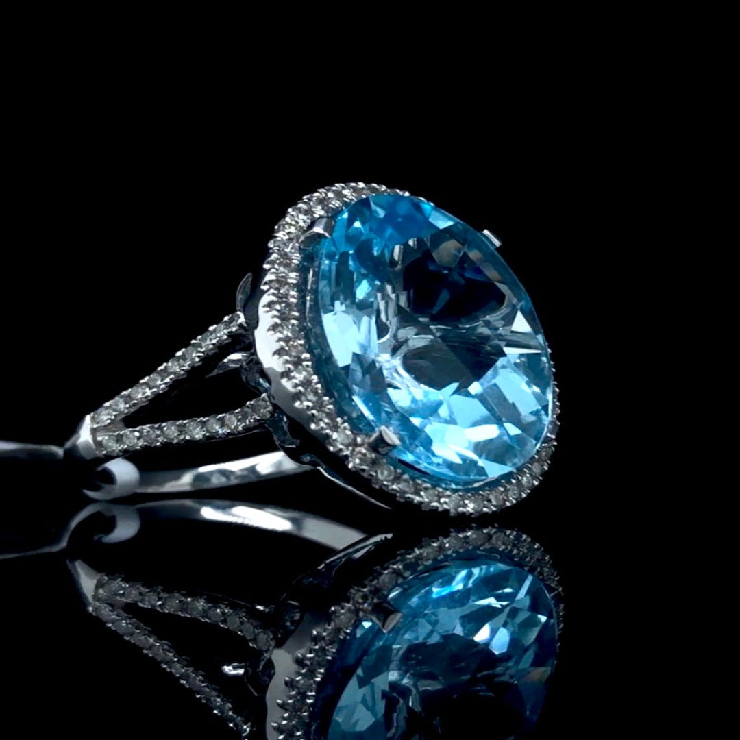 153351 - 18.25 ctw blue topaz and diamond ring