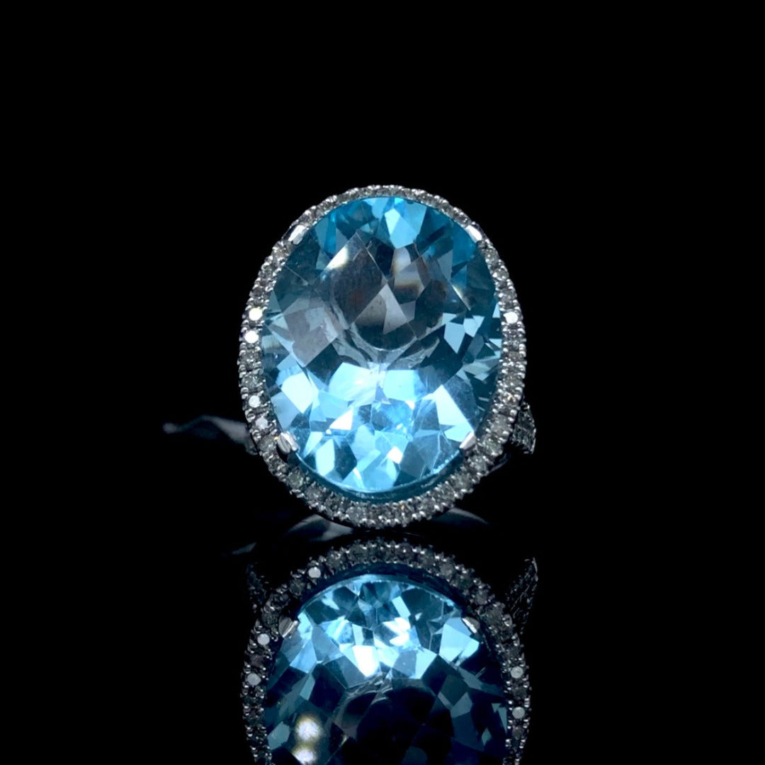 153351 - 18.25 ctw blue topaz and diamond ring
