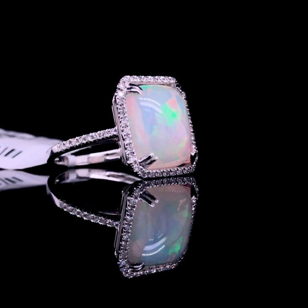 160413 - 4.64 ctw Ethiopian Opal and Diamond ring