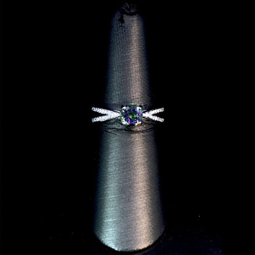 165896 - 1.25 ctw mystic fire topaz and diamond ring