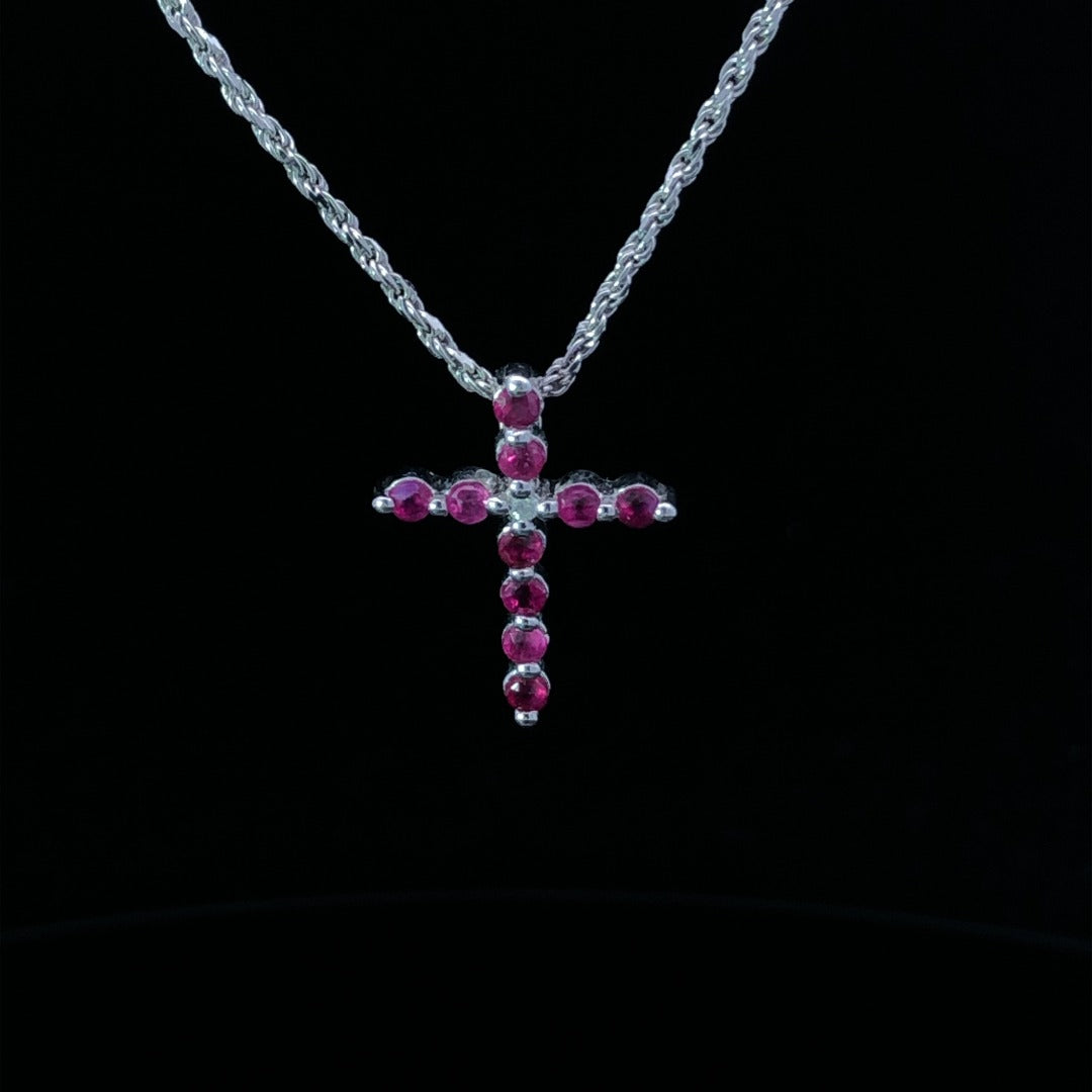 145654 - .36 ctw diamond and ruby pendant