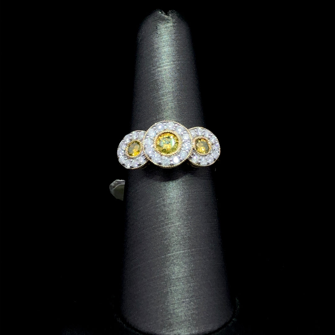144912 - 1.00 ctw yellow and white diamond ring