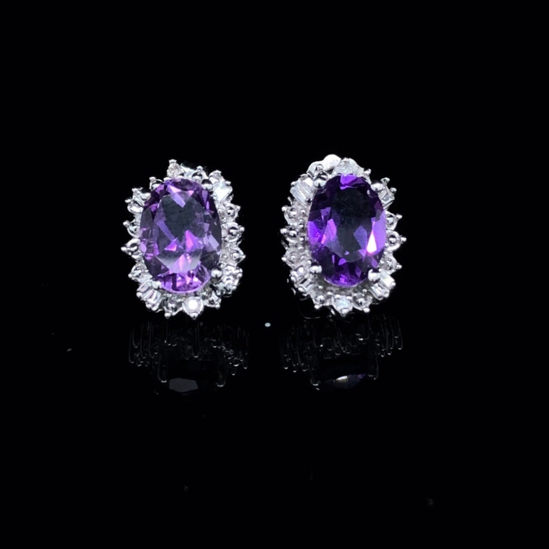 143921 - 3.50 ctw amethyst and diamond earrings