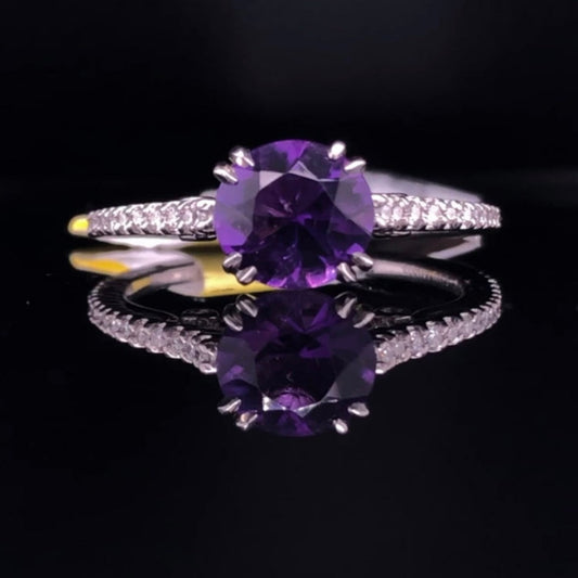 142606- .20 ctw Amethyst and diamond ring