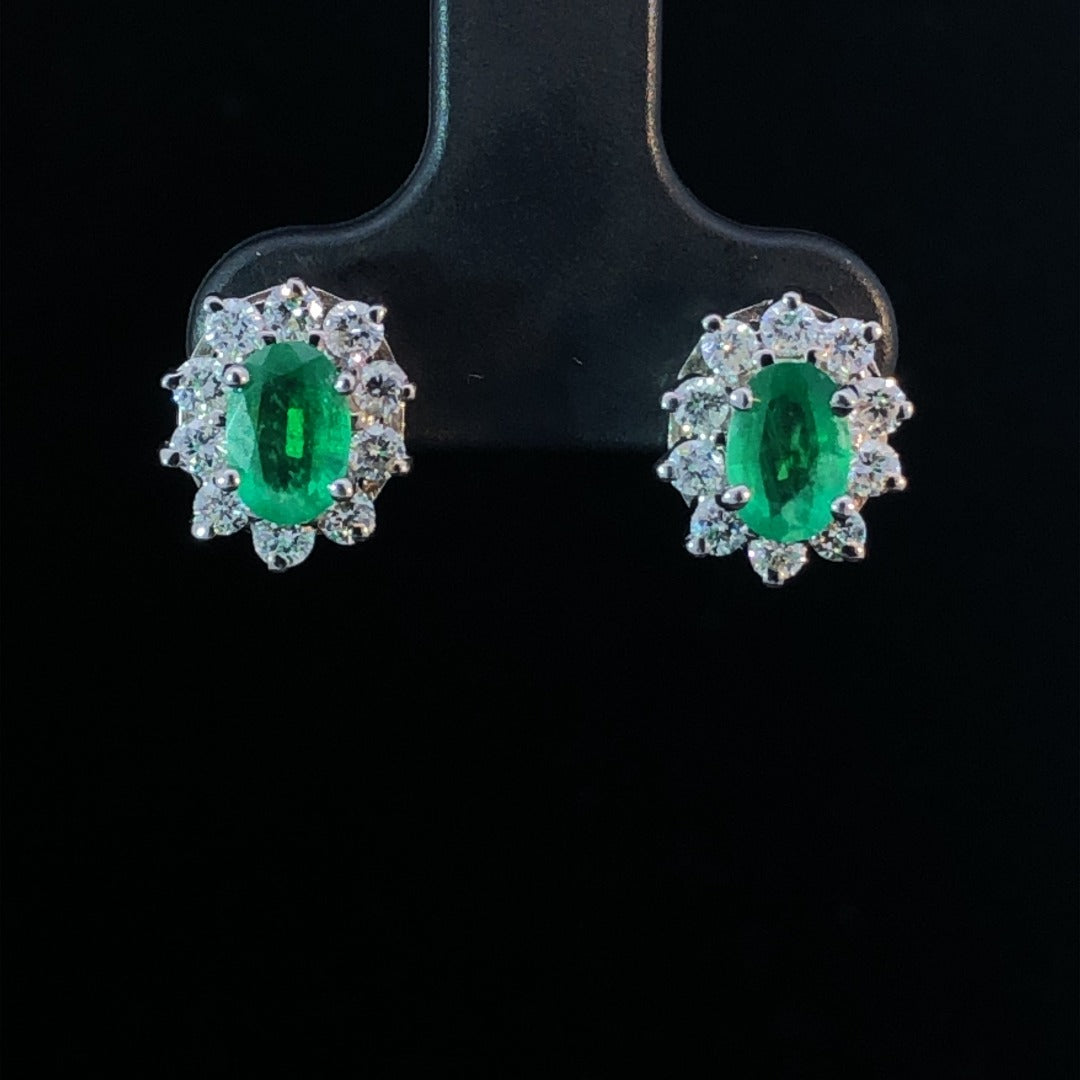 133022 - 1.80 ctw Emerald and diamond earrings