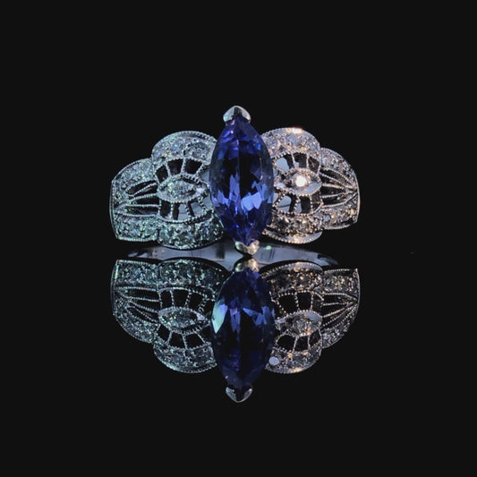 108989 - 1.10 ctw tanzanite and diamond ring