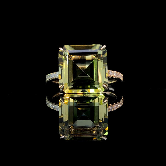 6.92 ctw lemon quartz and diamond ring