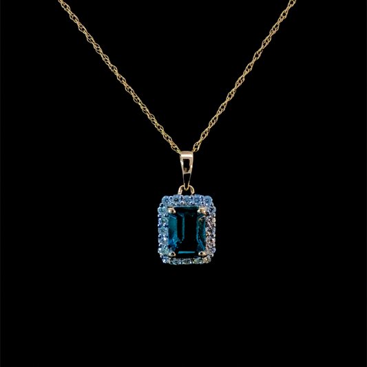 165965 - 1.15ctw blue topaz and diamond pendant